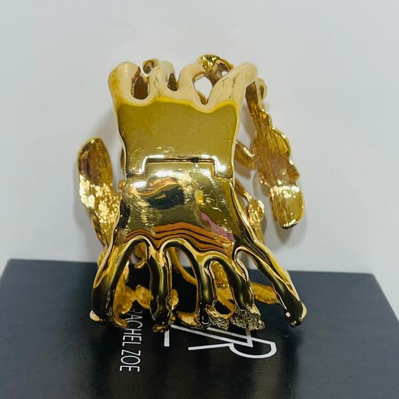 Rachel Zoe Hinged Cuff Bracelet Crystals Leaf Branches Gold Tone Leaf Branch - Picture 3 of 14